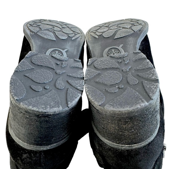 Born Morocco Black Distressed Suede Block Heel Ankle Booties Size 10 - Picture 13 of 16